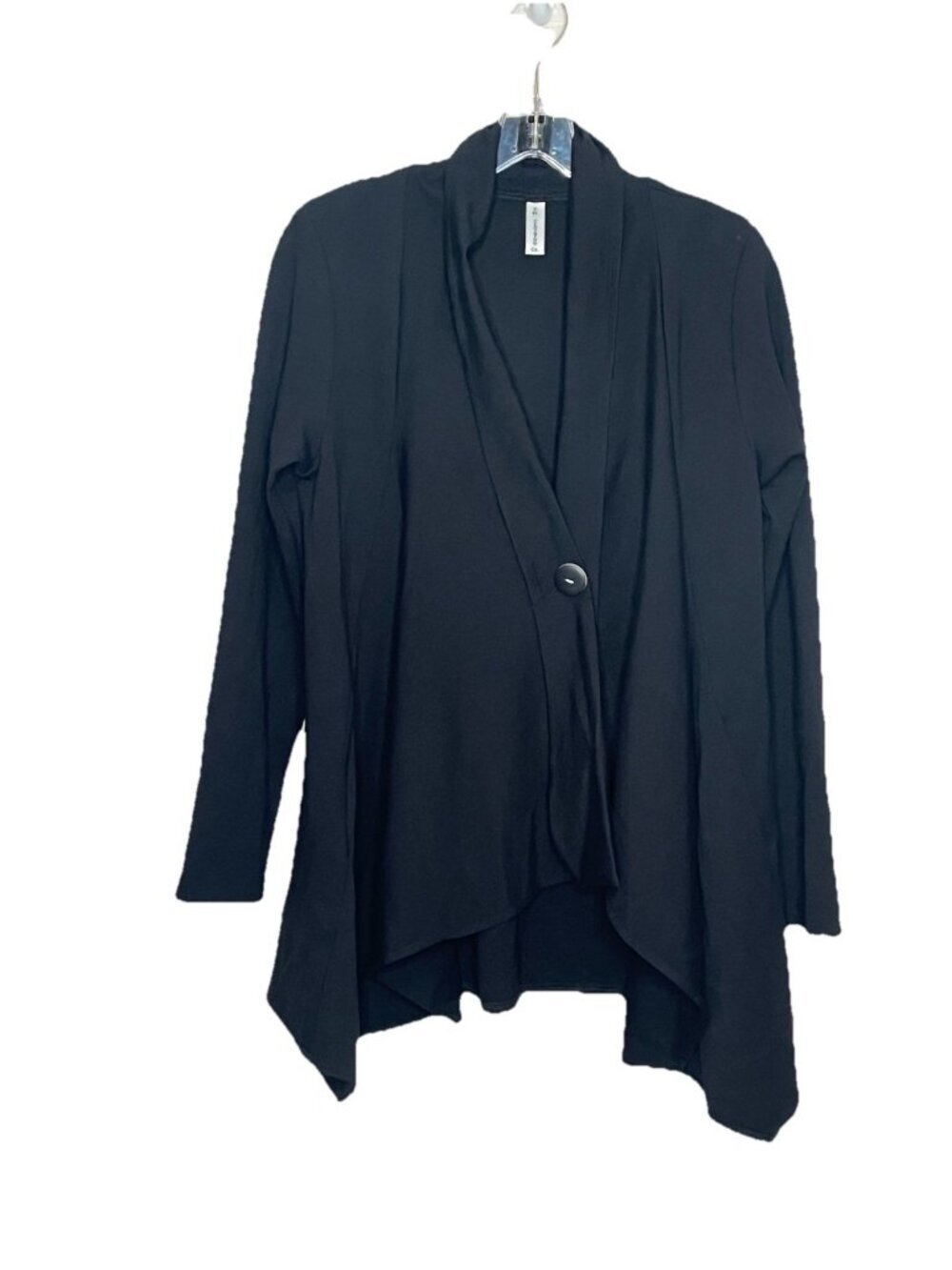 FH Clothing Company Black Draped Cardigan Jacket Sz S Asymmetrical Lagonlook